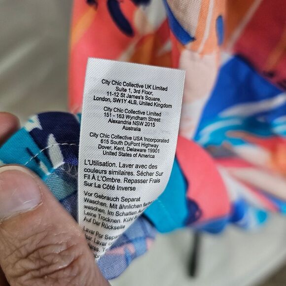 Loralette Blue Brushstroke Kata Print Tie Front Top Size 14 - Picture 13 of 14